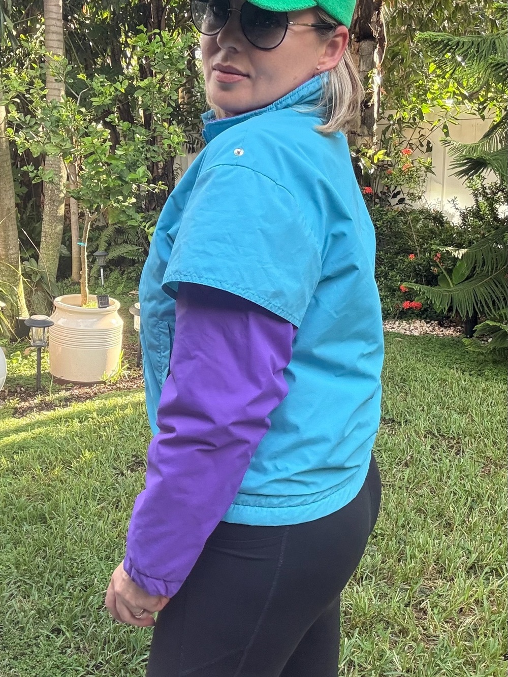 Vintage 90s Colorblock Ski Jacket Turquoise Purple Women’s Fits M - Picture 7 of 9